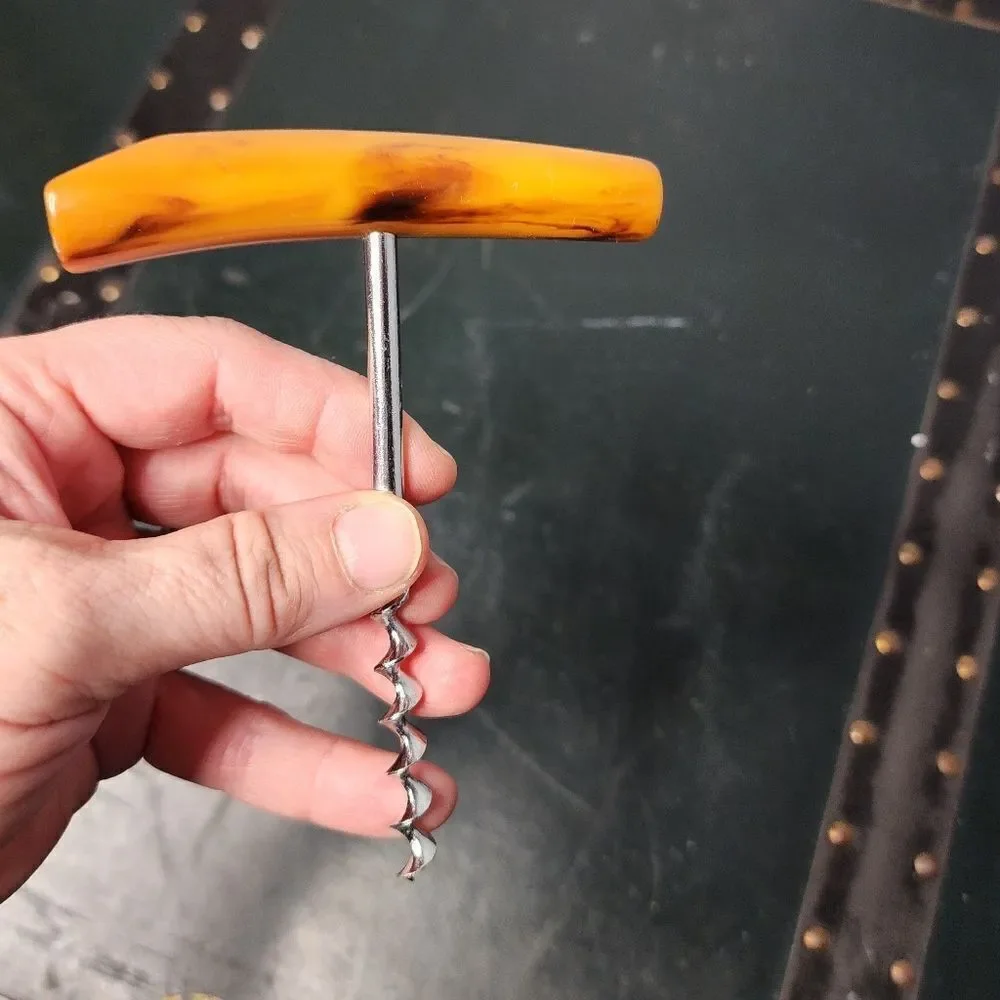 Vintage Mid Century Modern BAKELITE HANDLE CORKSCREW Barware